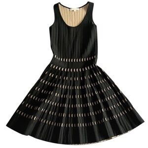 Michael Kors Black and Tan Midi Dress